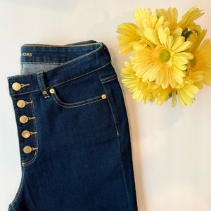 Michael Kors Selma Skinny Gold Button Front Jeans Never Worn